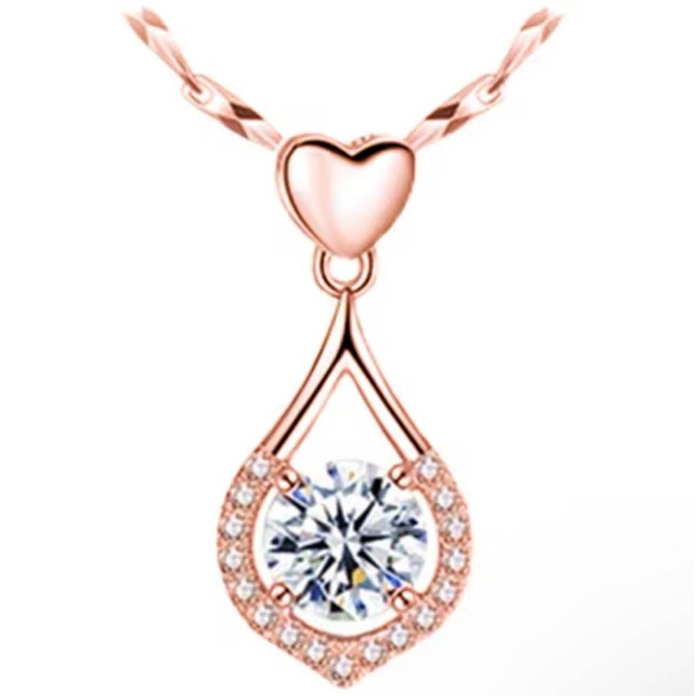 Rose Gold Filled Cubic Zirconia Heart Necklace
